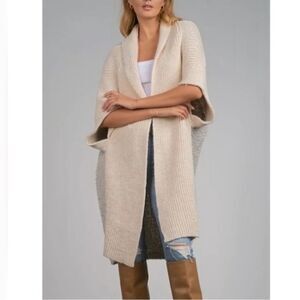 Elan Thick Knit Two Toned Short Dolman Sleeves oversize cardigan size small